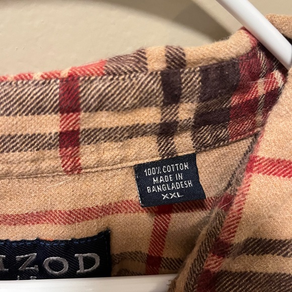 IZOD Red and Tan Plaid Shirt - Picture 5 of 5